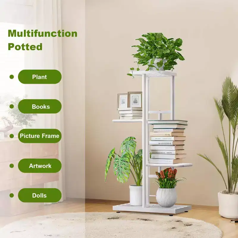 TROPOW Support pour plantes en mtal  4 niveaux - tagre  fleurs pour l'intrieur et l'extrieur - Support pour plantes d'intrieur et balcon