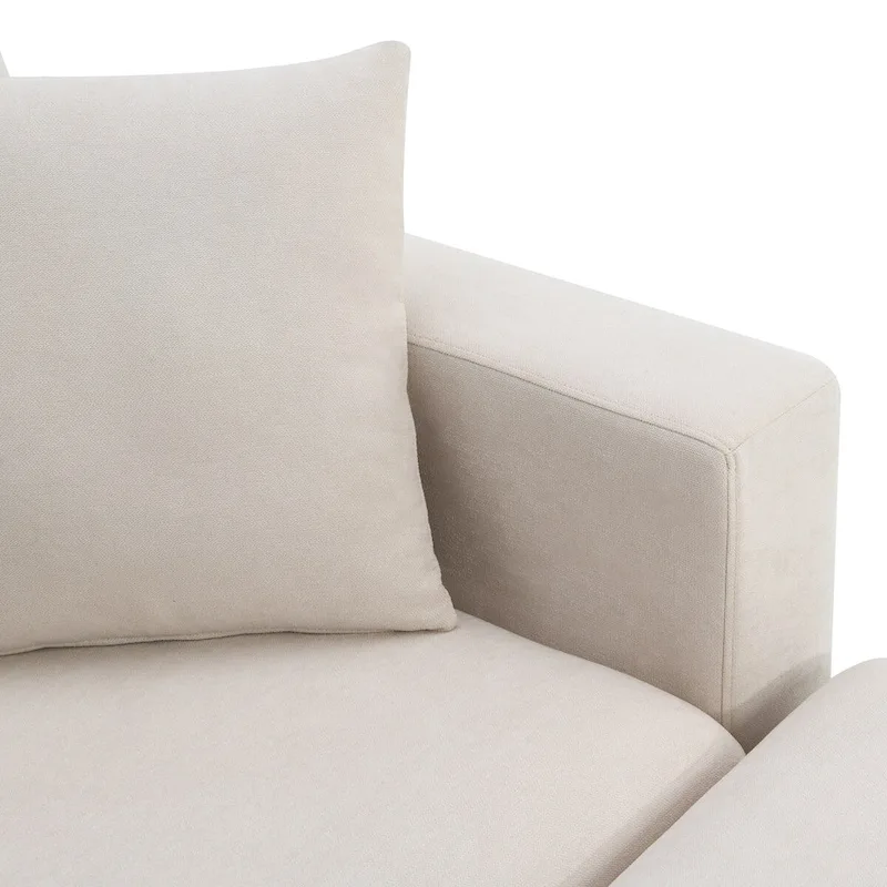 Modern Sectional Sofa,L-shaped Couch Set with 2 Free pillows,4-seat Polyester Fabric Couch Set with Convertible Ottoman