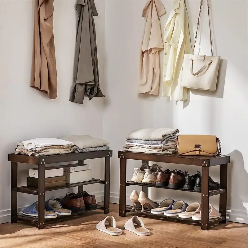 3 Tier Sturdy Shoe Bench - 11D x 27.5W x 17.5H