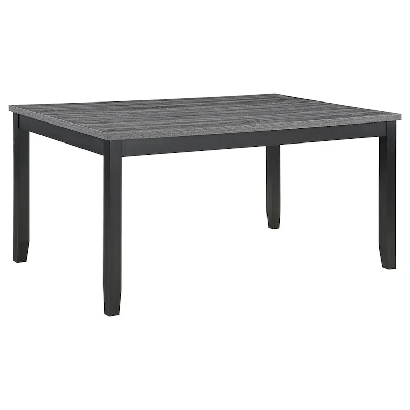 Drake 6 Piece Dining Table Set, 4 Chairs, Bench, Gray Fabric, Black Wood