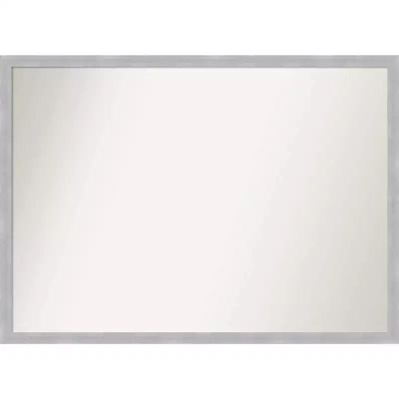 40" x 29" Non-Beveled Grace Narrow Bathroom Wall Mirror Brushed Nickel - Amanti Art: Rectangle, Polystyrene Frame, Wall Mounted