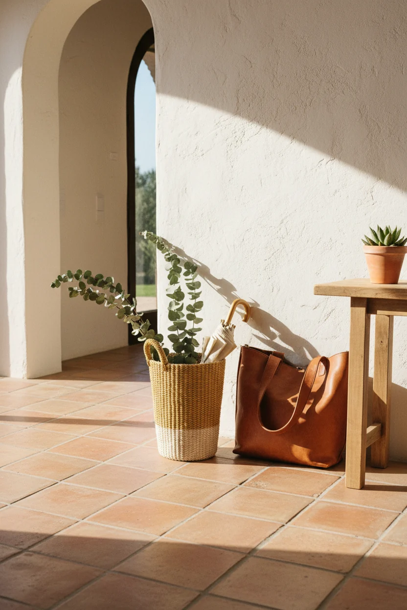 Mustard Tall Woven Basket Vase - Wicker Basket