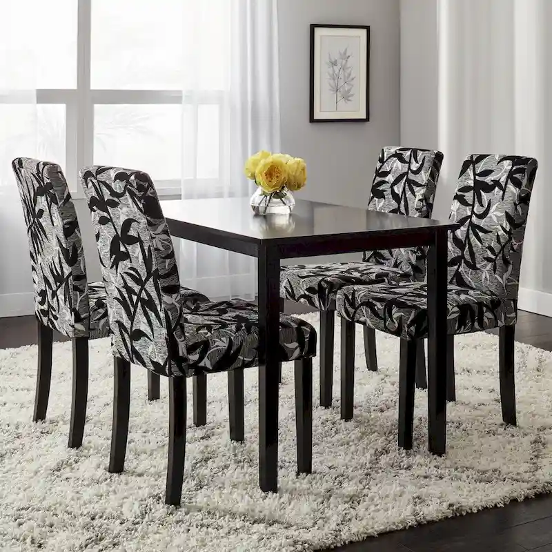 Parson Black and Silver 5-Piece Dining Table and Chairs