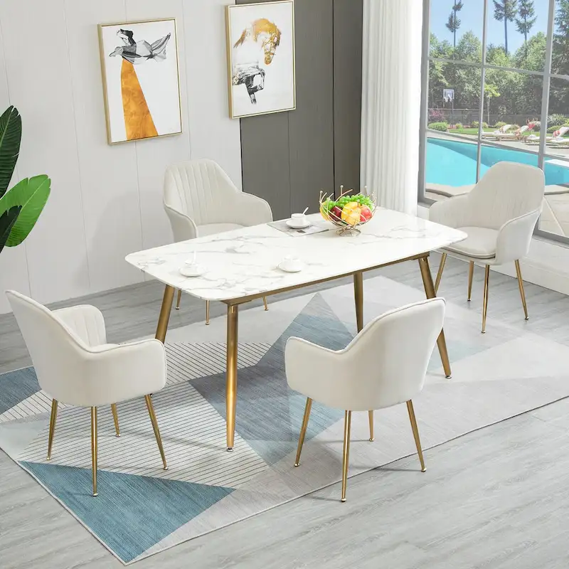 AVAWING Upholstered Velvet Dining Chairs Accent Arm Chairs Set of 4