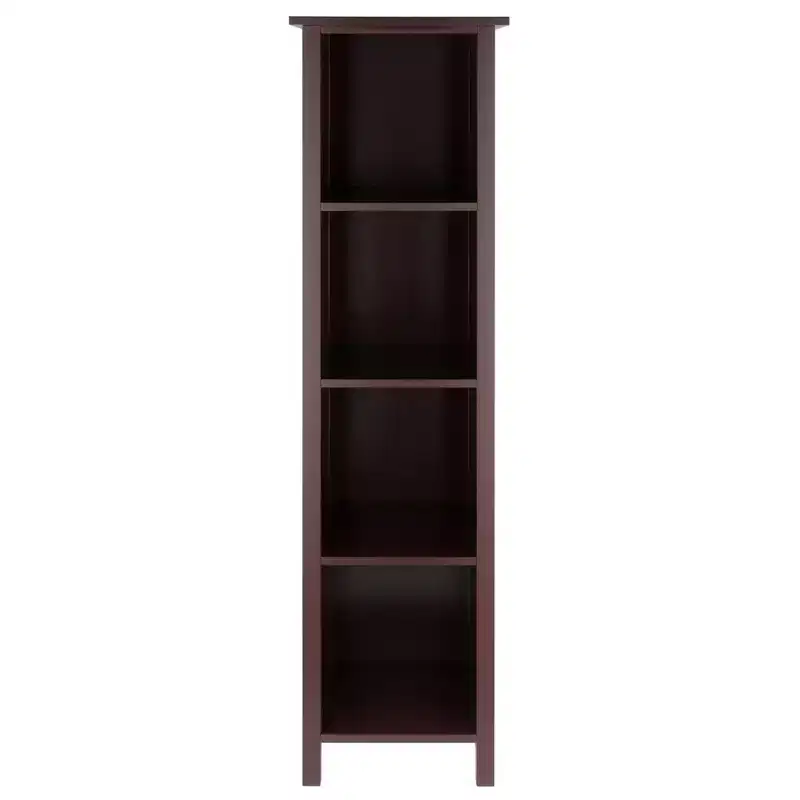Winsome 55.98" 5 Tier Milan Storage Shelf or Bookshelf Tall Walnut: Mid-Century Modern MDF Composite