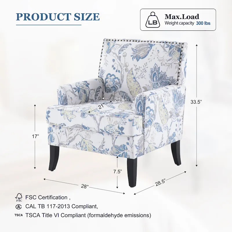 Armchair Accent Chairs with Nailhead Trim Set of 2