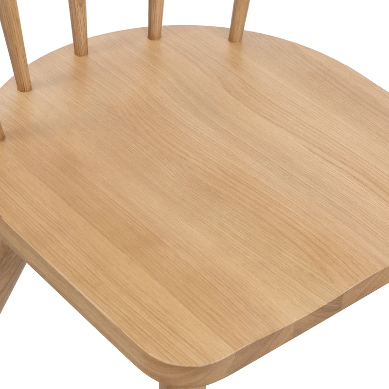 Poly & Bark Hava Dining Chair - Solid Oak Wood with Spindle-Back