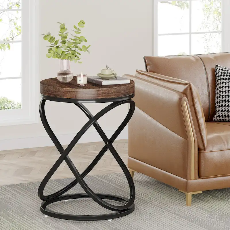 19.68 Inches Round End Side Table Nightstands for Living Room