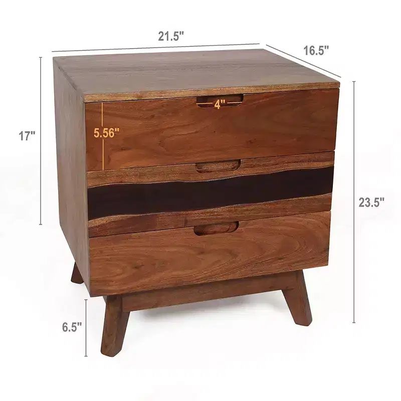 Nightstand Table for Bedroom Storage 21.5x16.5x23