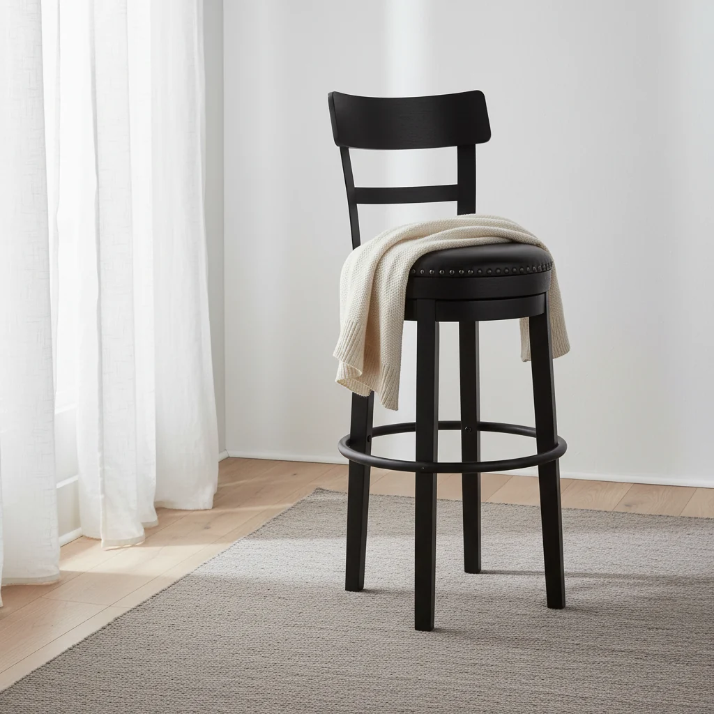 Casual Bar Height Bar Stool, Black