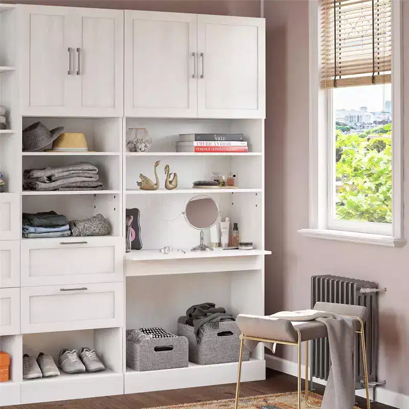 Ameriwood Home Elba Vanity Modular Closet Unit, Ivory Oak