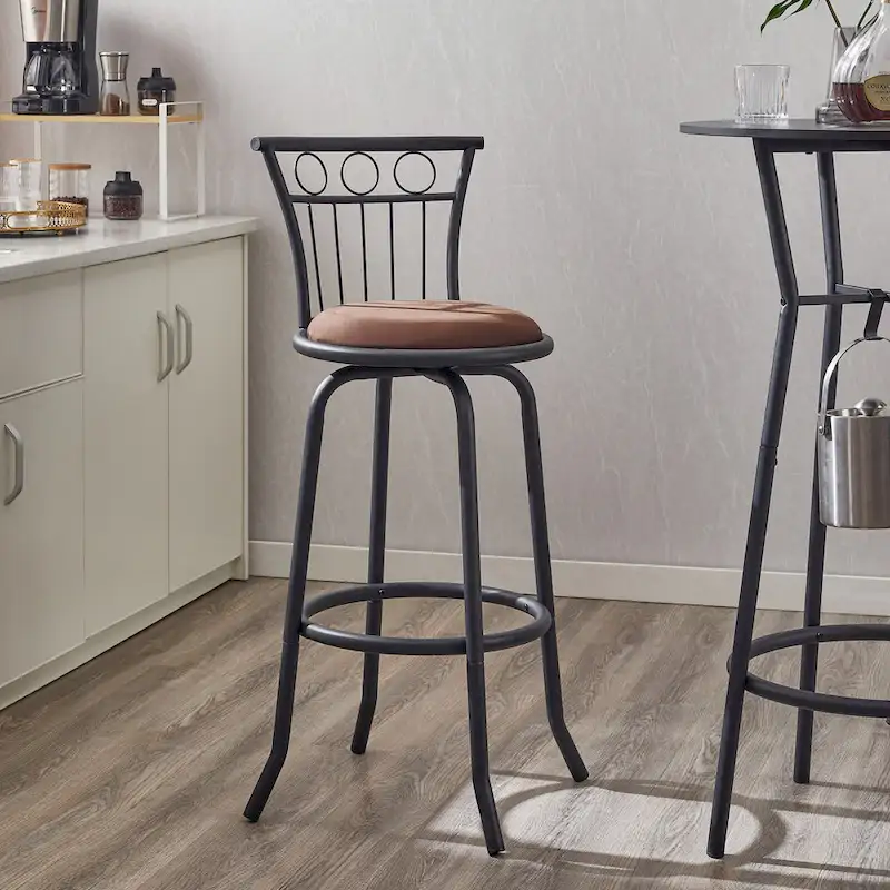 Modern Style 3-Piece Dining Set with Round Table and 2 Counter Height Bar Chairs