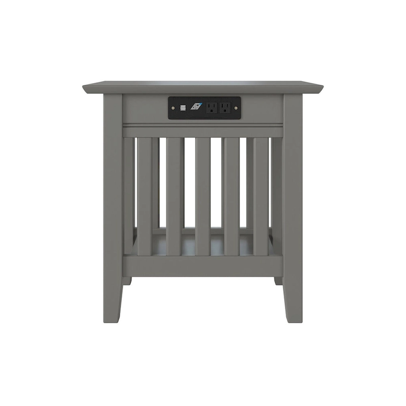 AFI Mission Chair Side Table Set of 2 with Built-in Charger