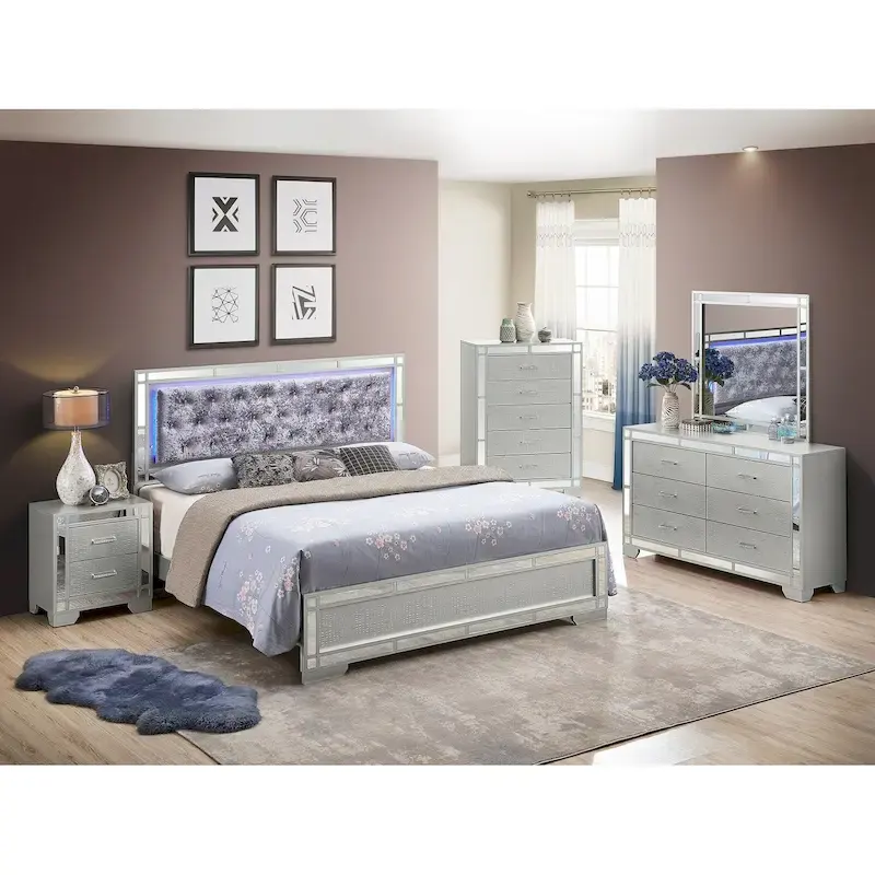 Silver Champagne Full Panel Beds