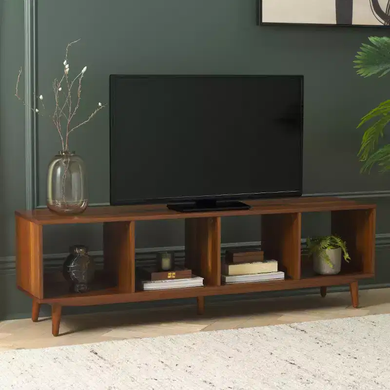 Cricket 4 Open Shelf Media Stand - MED5016 - Natural Acacia - Safavieh