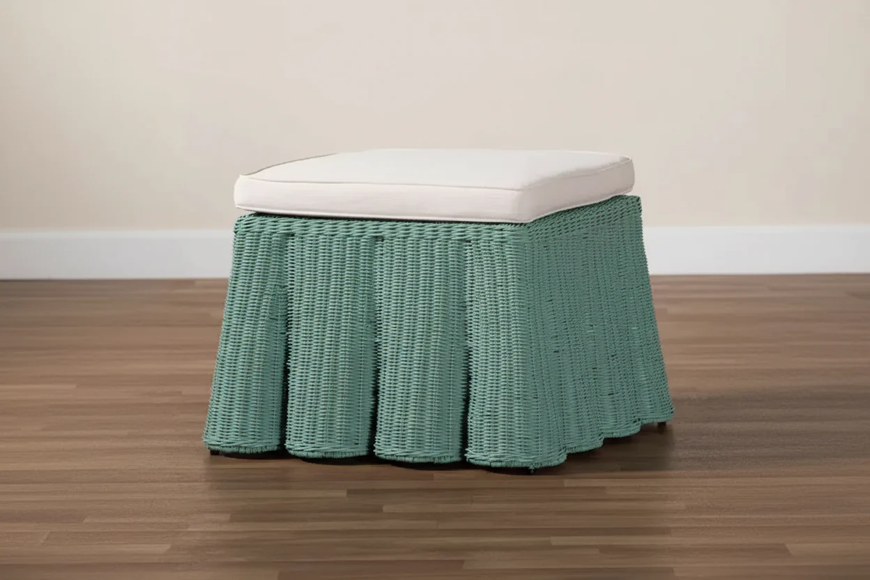 Palm Scallop Rattan Ottoman