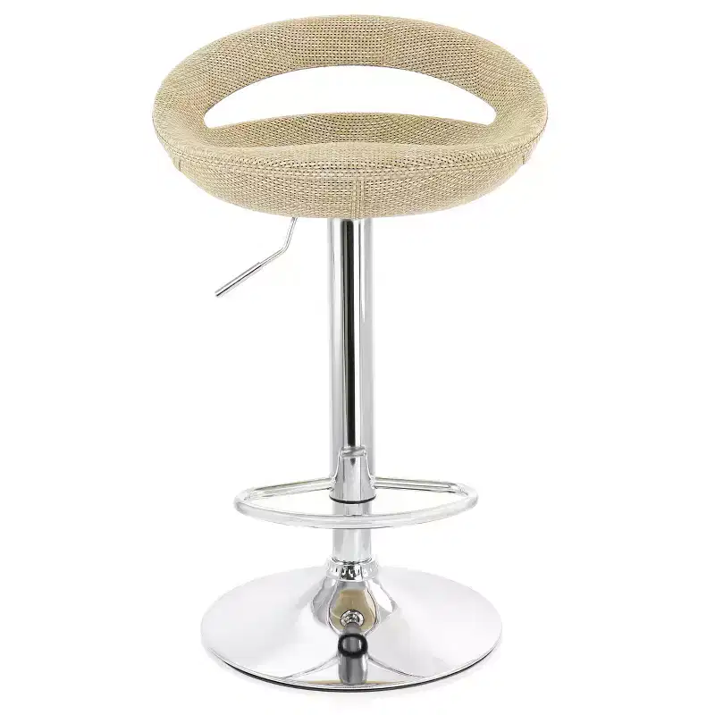 2 Piece Adjustable Rattan Barstool in Gray with Chrome Base