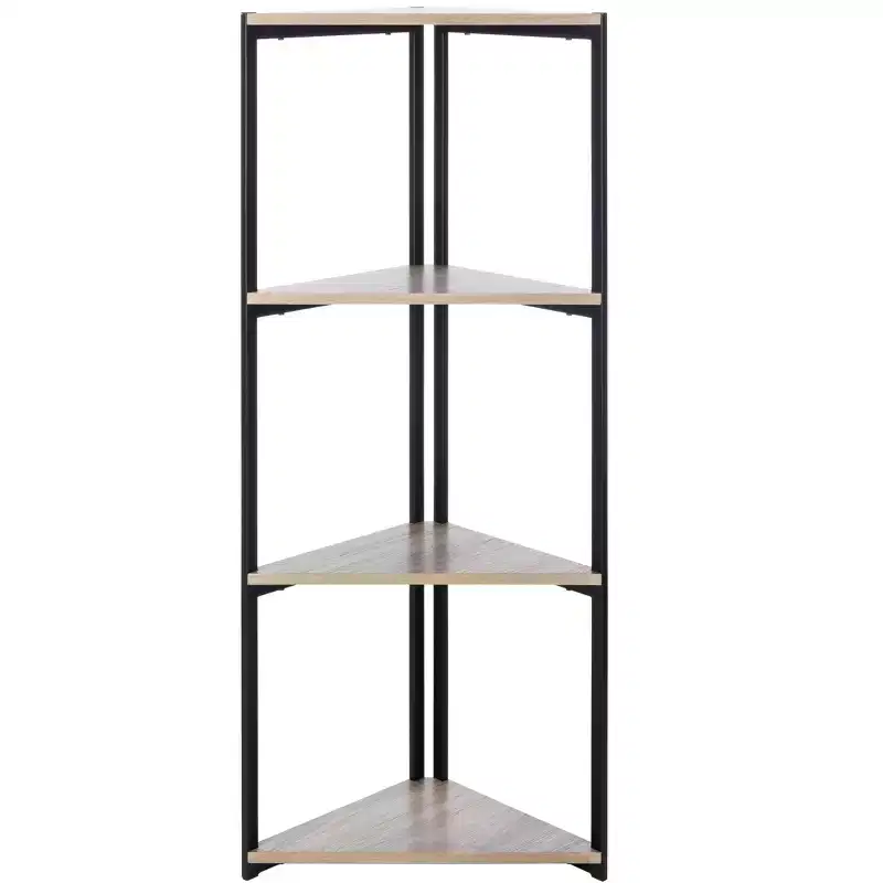 Logan 4 Tier Corner Book Shelf - ETG4200 - Light Grey Oak/Black - Safavieh