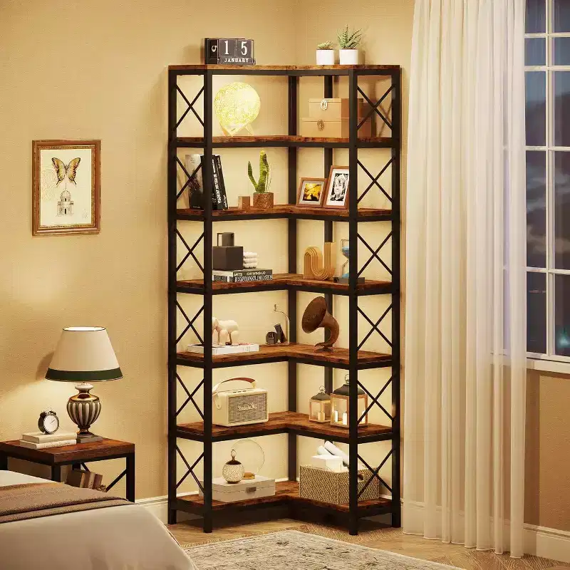 LITTLE TREE 66.74 7 Tier Corner Bookshelf Brown