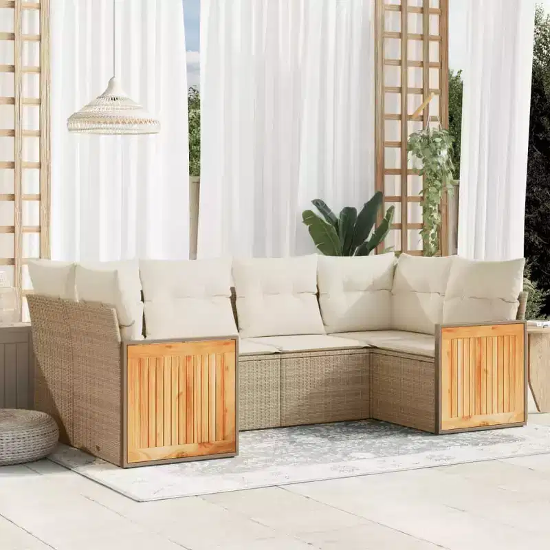 vidaXL 6 Piece Patio Sofa Set with Cushions Poly Rattan