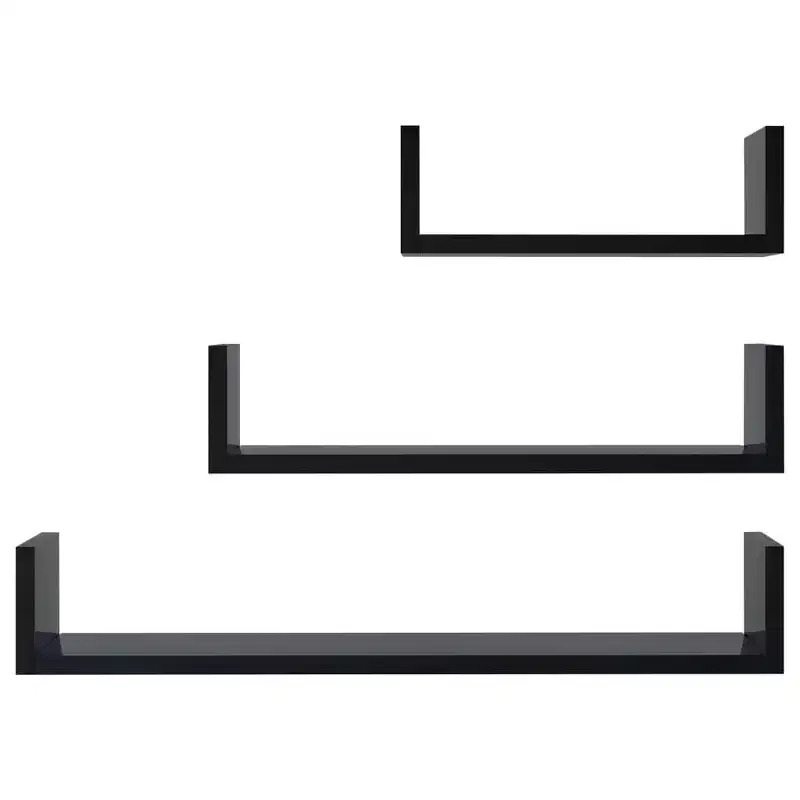Shelf Black Engineered wood Large Wall-mounted