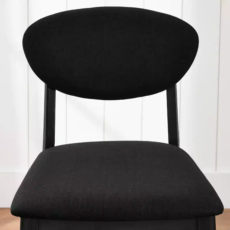 2-Piece Mid-Century Modern Wood and Upholstered Counter Height Bar Stool Set
