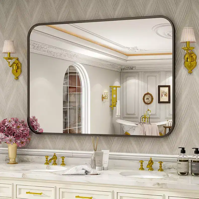 Oversized Rectangle Wall Mirror, Framed Bathroom Vanity Mirror, Large Wall Decor