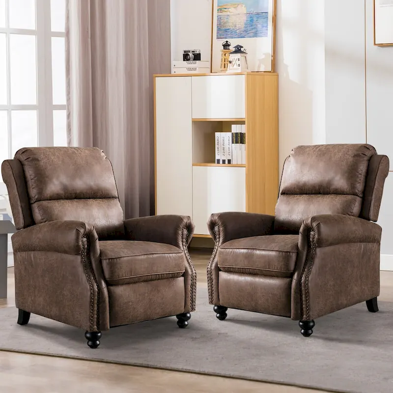Pushback Club Recliner with Rivet Decoration  of 2