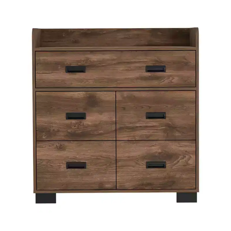 Okak 4-Drawer Dresser with One Double Drawer,Modern Chest of Drawers with Large Storage Space&Metal Rails,Superior Top