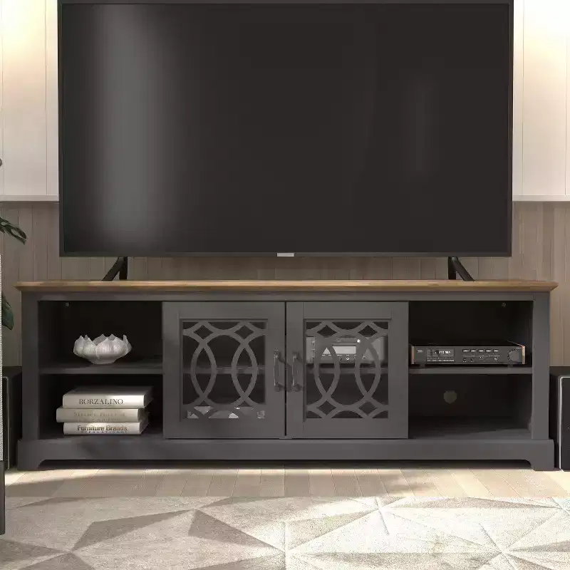 Galano TV Stand with Cut-Out Door Storage 68.2 W  17.1 D  23.7 H