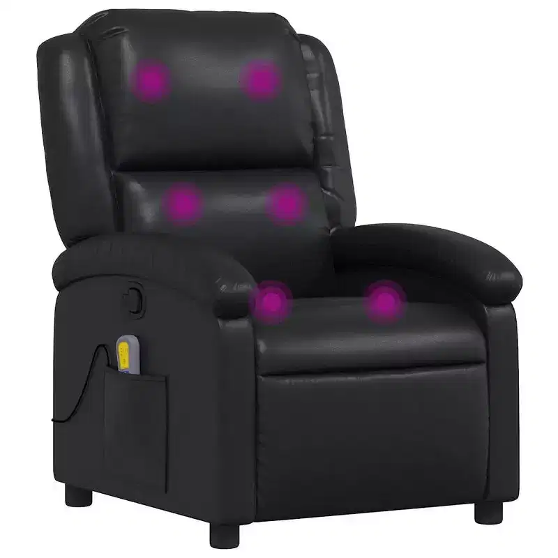 Black Massage Recliner Chair - Adjustable Backrest & Footrest for Ultimate Relaxation