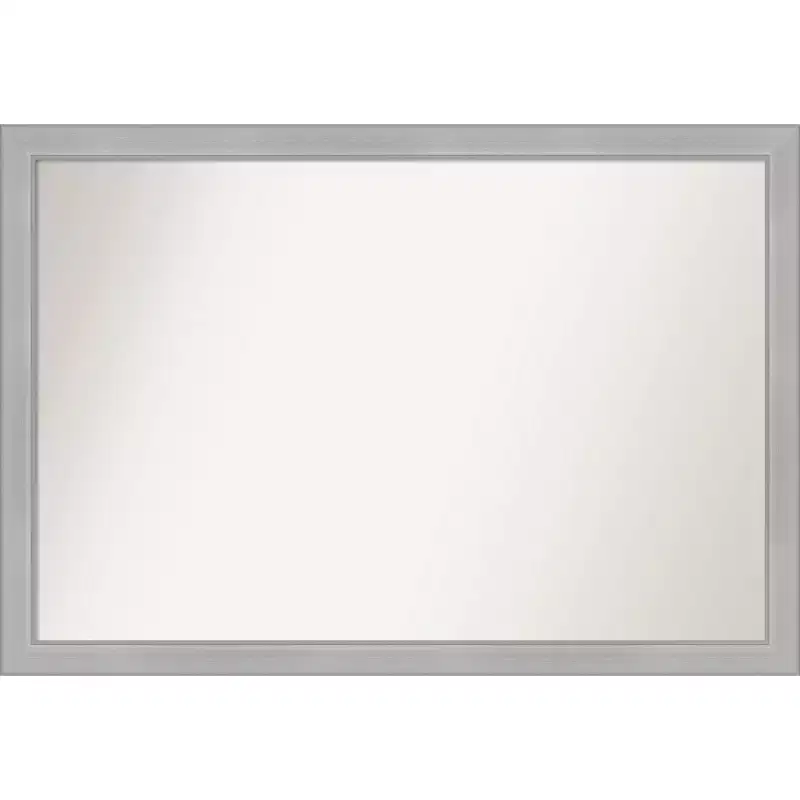 Amanti Art 39" x 27" Non-Beveled Vista Brushed Nickel Narrow Bathroom Wall Mirror: Modern Rectangle, Wall Mount, Includes Hardware