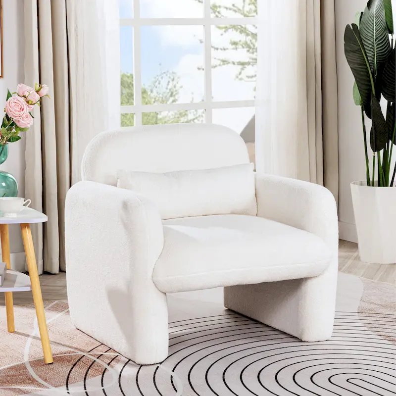 Stylish and Minimalist Single Sofa Chair with Arms and Pillow, Armchair, Accent Chair for Living Room, Bedroom, Study