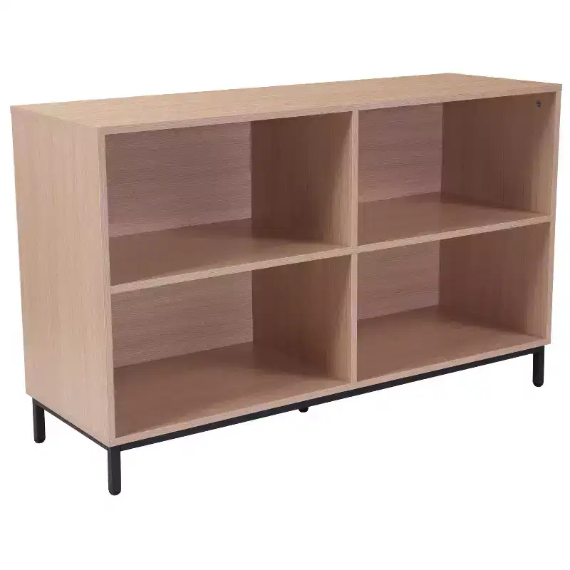 Flash Furniture Dudley 4 Shelf 29.5H Open Bookcase Storage in Oak Wood Grain Finish