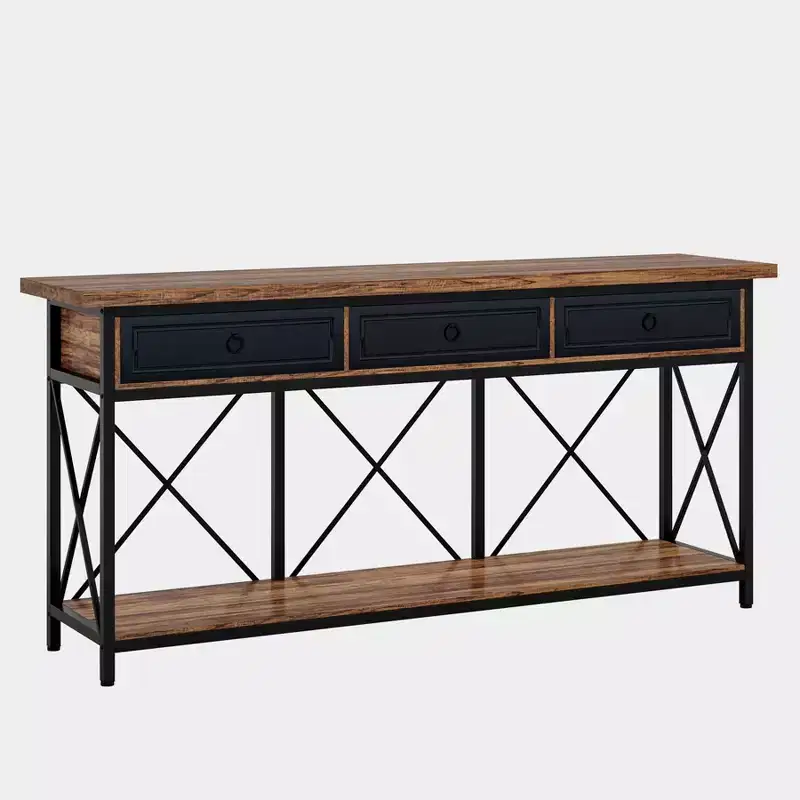 Lantine 70.9 Farmhouse Console Table with 3 Drawers, Narrow Long Sofa Foyer Table with Storage Shelf for Entryway, Hallway