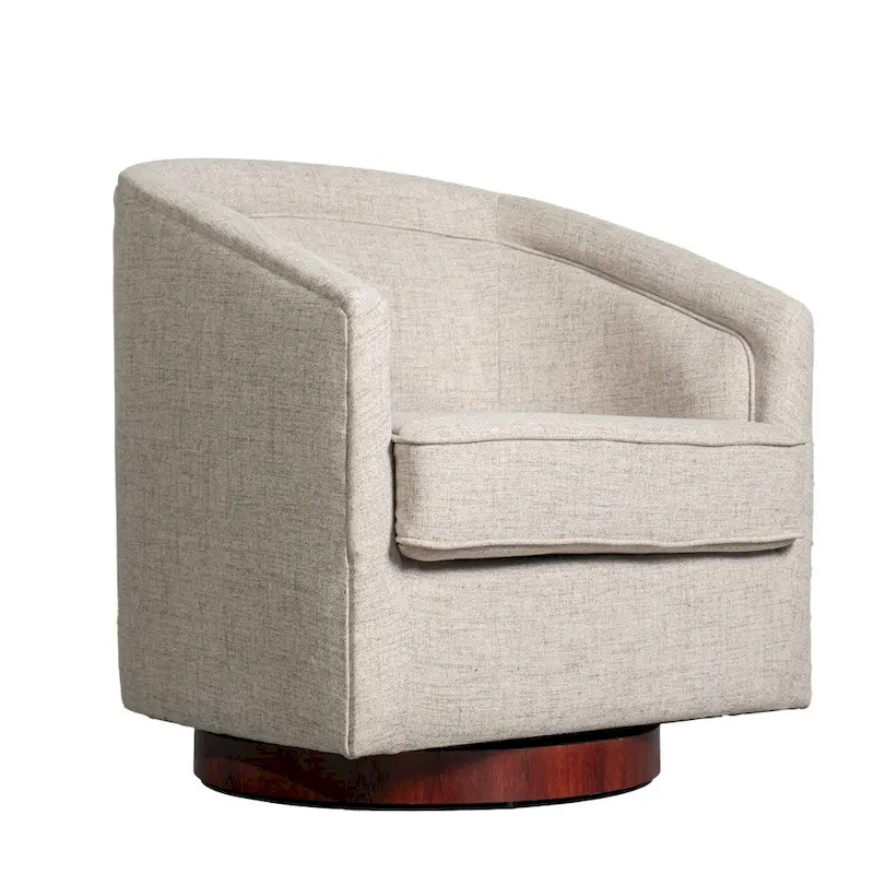 Traditional Club Style Upholstered Accent Chair with 360 Swivel Metal Base