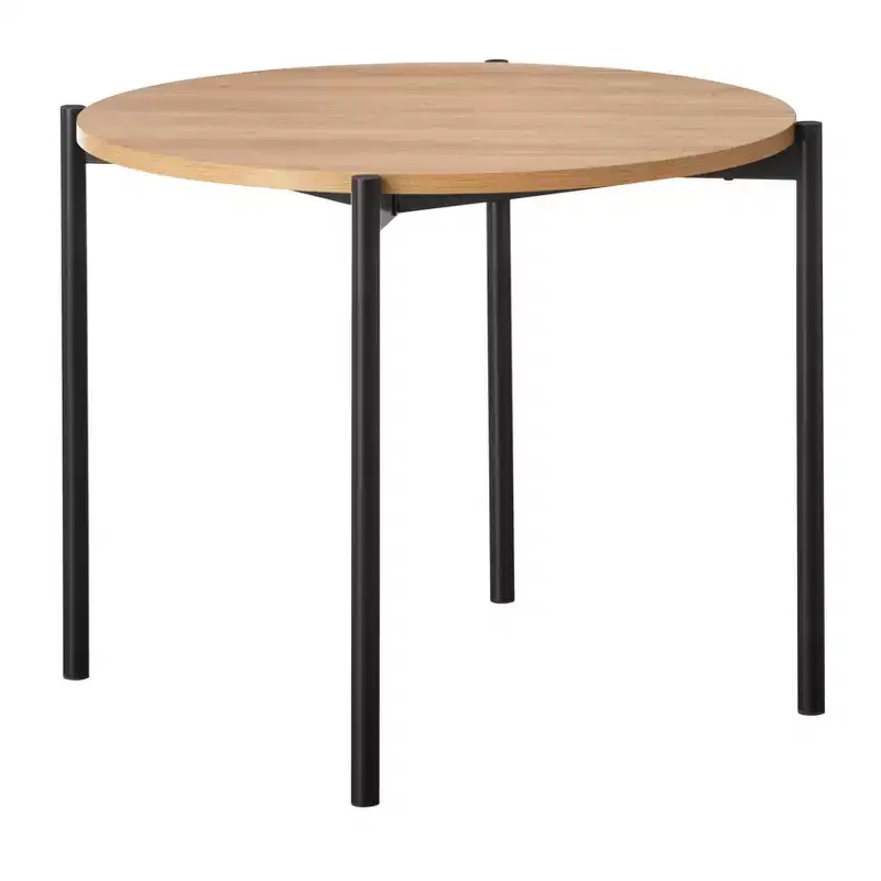 Mid Century Modern Round Dining Table Oak/Black