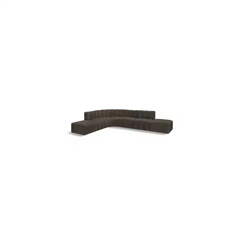 Meridian Furniture,Arc Brown Boucle Fabric Modular Sofa