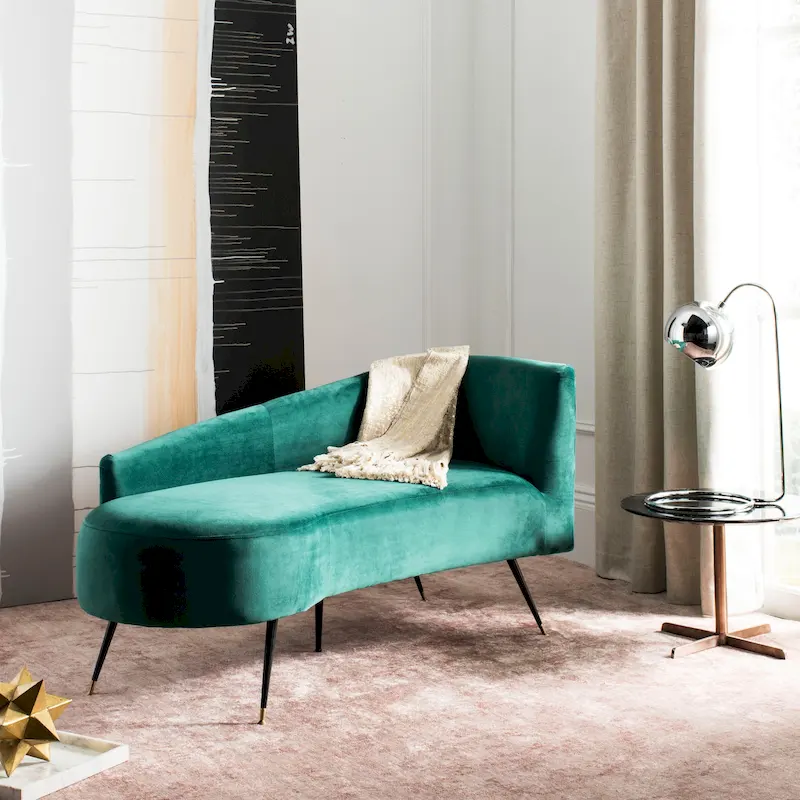 SAFAVIEH Helgrit Black/Gold Velvet Retro Glam Settee - 57.5 W x 27 D x 28 H - 58Wx27Dx28H