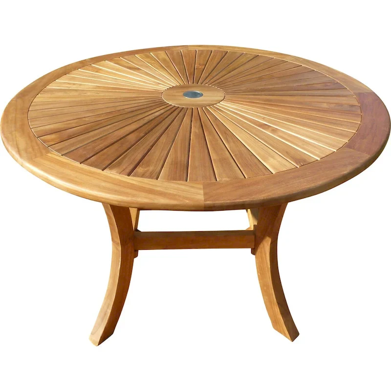Chic Teak 7 Piece Teak Wood Sun Table/Chair Set With Cushions