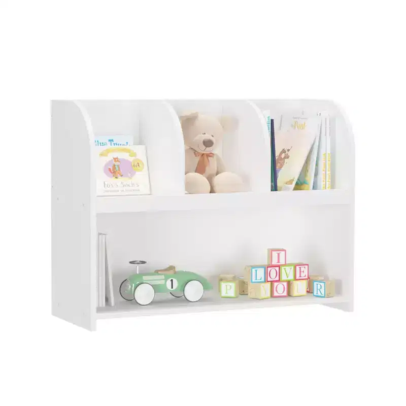 HOMLUX 4-Cube Kids Bookcase Toy Organizer Wooden Storage Bookshelf,White
