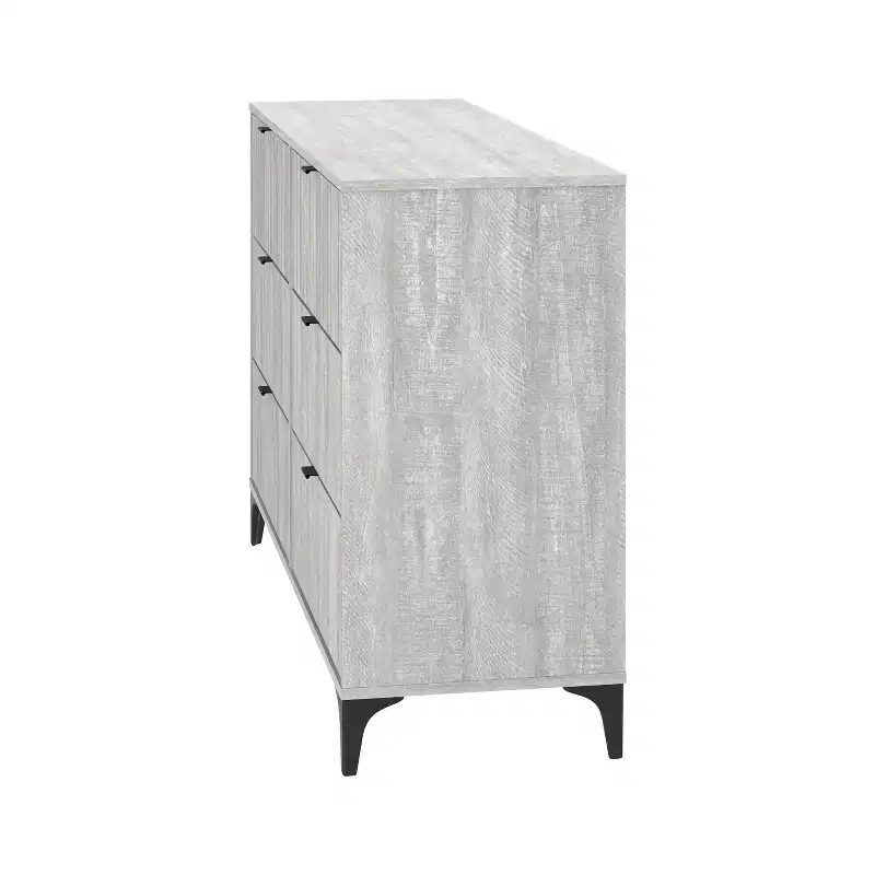 6 Drawer Dresser (Interlock) - Dusty Grey Oak