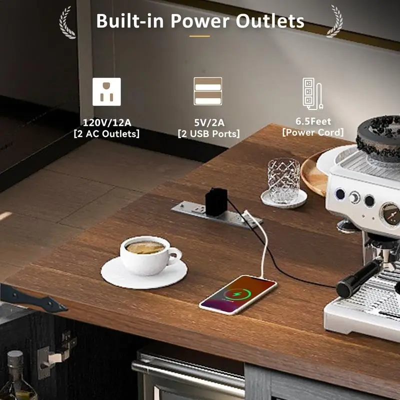 Mairi 54.5 Farmhouse Kitchen Island with Power Outlet