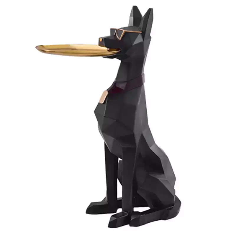 EUREKA ERGONOMIC 29''H, Big Doberman Dog Side table,13L x 9.84W x 29.13H,Black