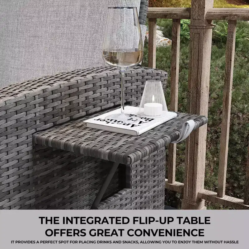 Comfortable Rattan Lounge Sofa All-Weather PE Wicker Recliner Patio Chairfor Garden, Patio,
