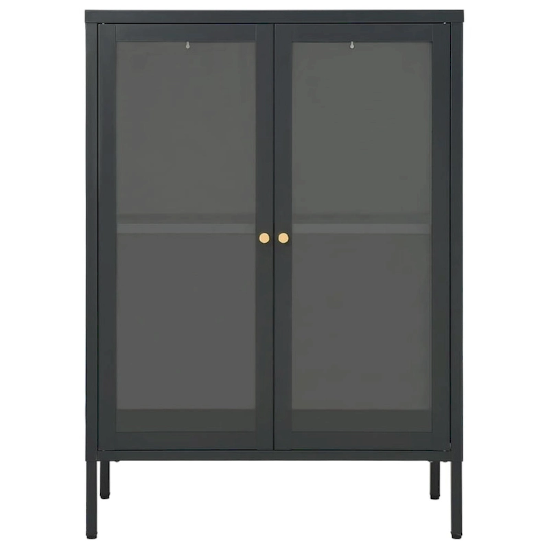 vidaXL Sideboard Anthracite 29.5x13.8x41.3 Steel and Glass