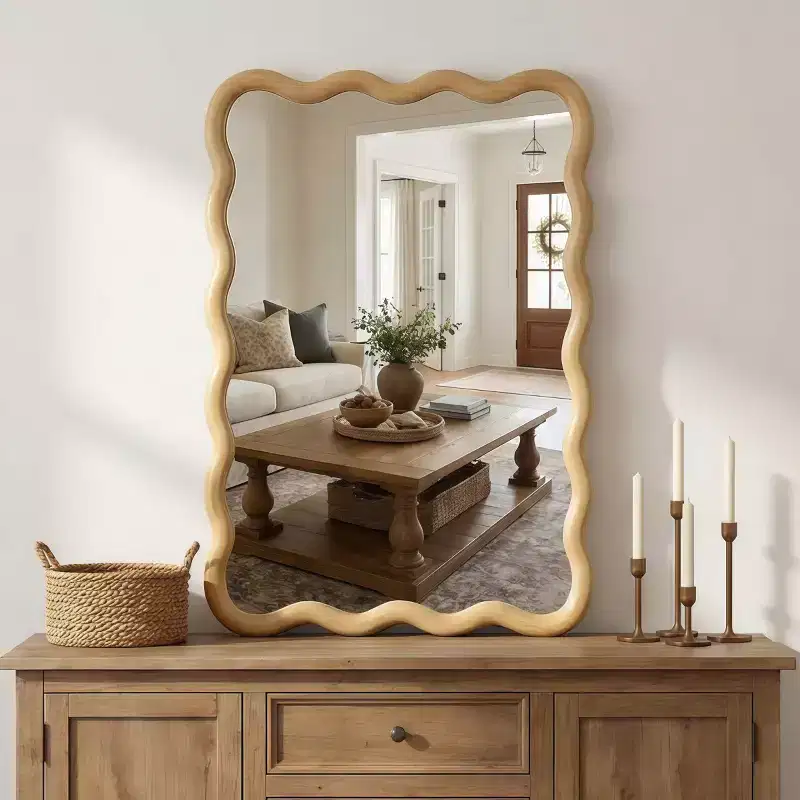 20 x 30 Rectangular Decorative Wall Mirror with Solid Wood Frame, Accent Vanity Mirror for Bathroom or Entryway