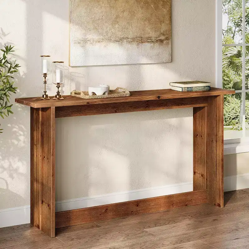 Lantine 63 Long Solid Wood Console Table, Farmhouse Entryway Table, Sofa Table Behind Couch for Living Room, Hallway, Foyer