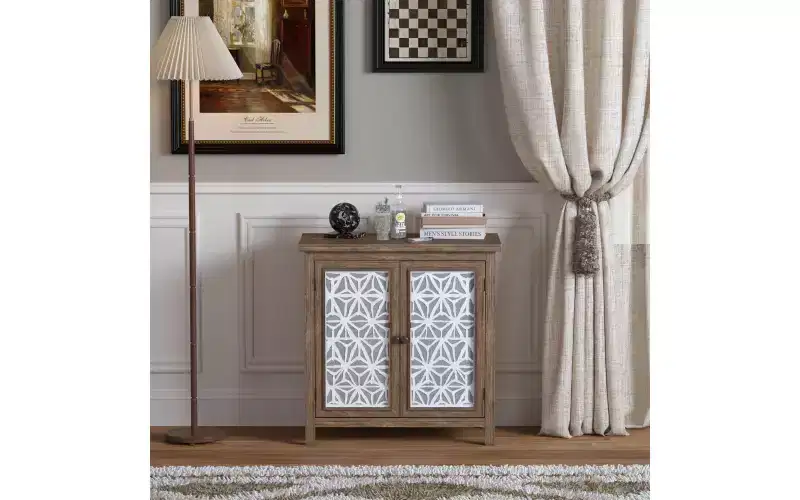 Rustic Solid Wood Storage Cabinet, Vintage Style Organizer for Living Room, Entryway or Family Room