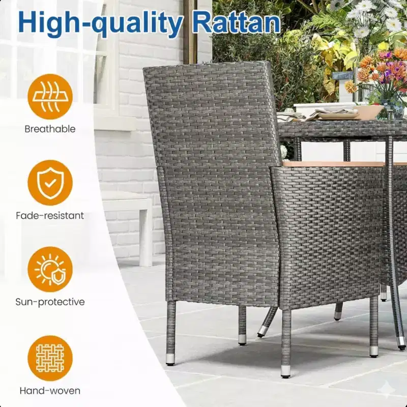 4-Piece All-Weather Rattan Patio Dining Chair